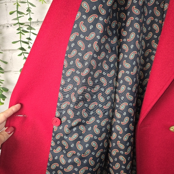 ASHLEY SCOTT VINTAGE WOOL DOUBLE BREASTED COAT GOLD BUTTONS LINED LARGE? - Picture 6 of 11